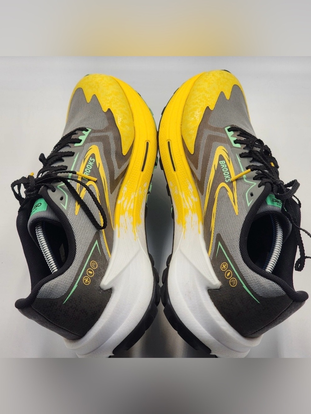 Brooks Catamount 3 Men’s Yellow Black Gray Running Sneakers with Mint Accent S12